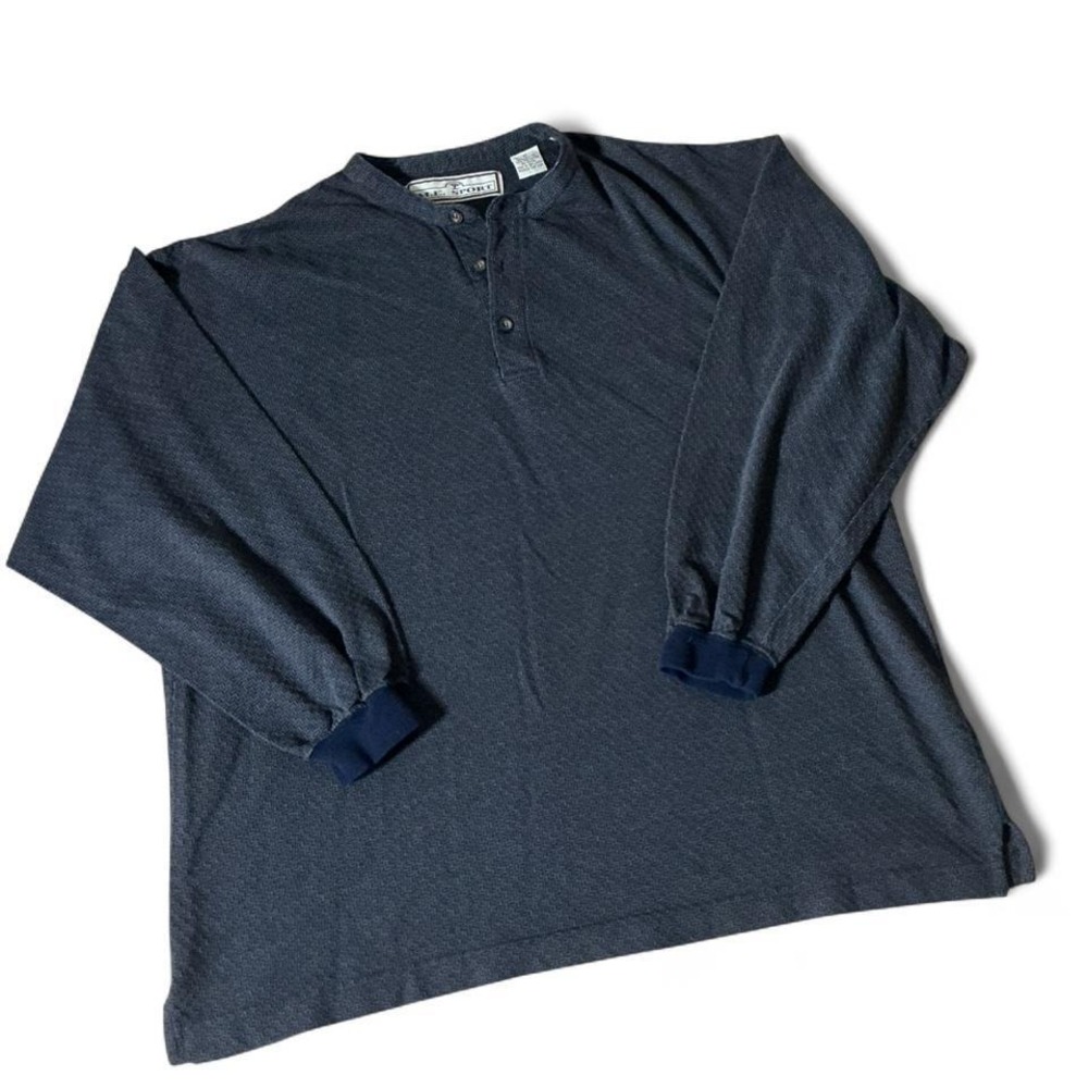 M.E. Sport Mens Dark Academia Textured Basketweave Henley Shirt Size‎ M